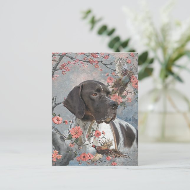 Caza de faisanes con punteros, postal de arte (Anverso de pie)