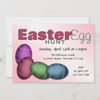 Caza de Huevo de Pascua ~ 4 Invitaciones de Huevo