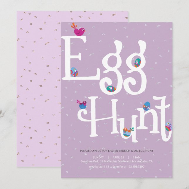 Caza de huevos de Pascua e invitación a la Potluck (Anverso / Reverso)