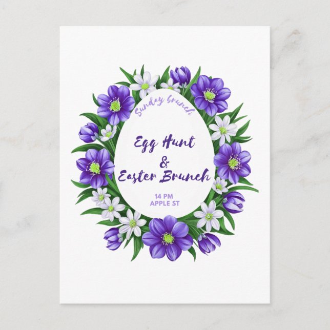 Caza de huevos, invitación a Brunch de Pascua (Anverso)