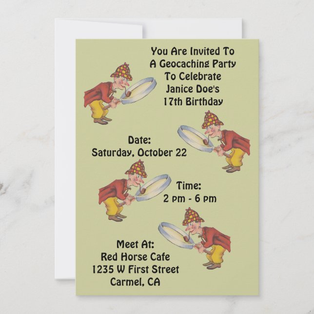 Caza de Sherlock de la invitación del fiesta de (Anverso)