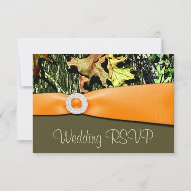 Caza de tarjetas de matrimonio RSVP de Camo (Anverso)