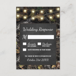 Caza de tarjetas RSVP de Boda Rústica Camo Chalkbo