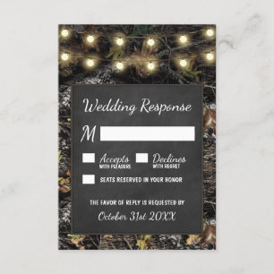 Caza de tarjetas RSVP de Boda Rústica Camo Chalkbo