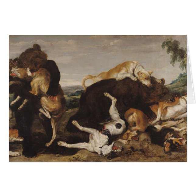 Caza del oso o, batalla entre los perros y osos (Anverso (Horizontal))