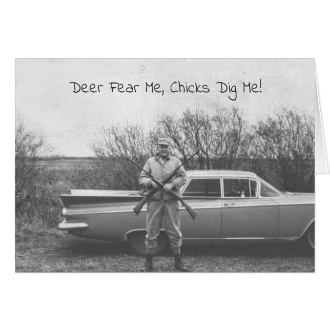 Caza humorística de ciervos en un viejo automóvil (Anverso (Horizontal))