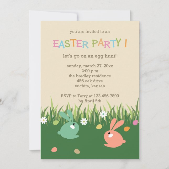 Caza para invitaciones de la fiesta de Pascua de l (Anverso)