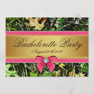 Caza rosa Camo Bachelorette invitaciones a la fies