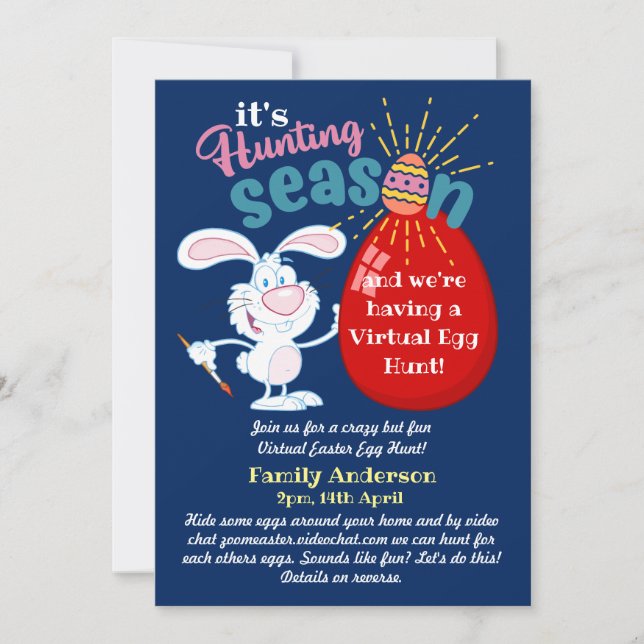 ¡Caza virtual de huevos de Pascua! Invitaciones a  (Anverso)
