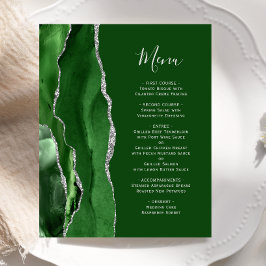 Cazador de menú de boda de plata y ágata verde pre