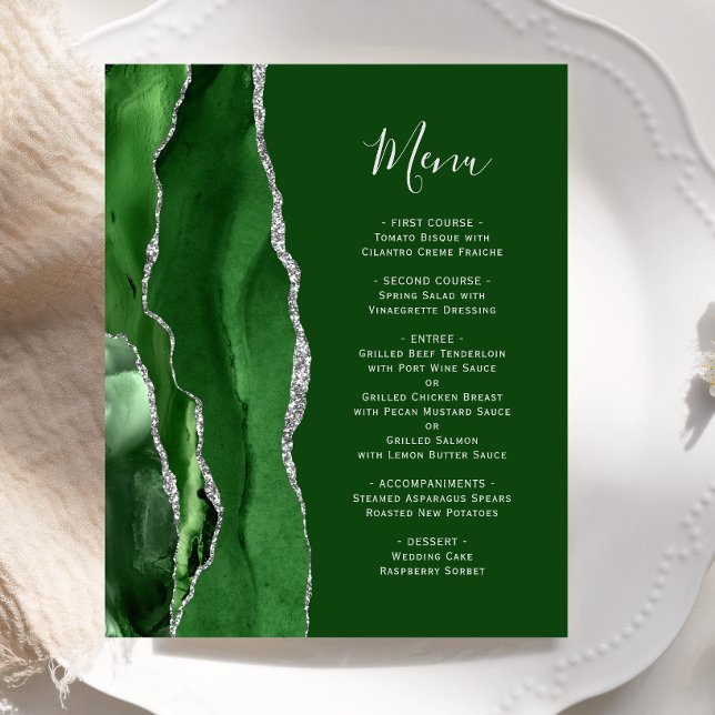 Cazador de menú de boda de plata y ágata verde pre (Subido por el creador)