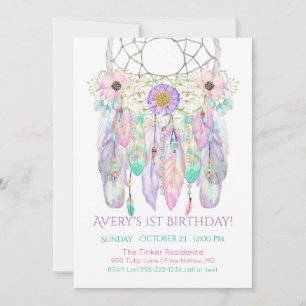 Cazador de Sueños Invitación Boho Plumas Flechas