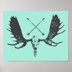 Cazador del arte del cráneo de los alces del