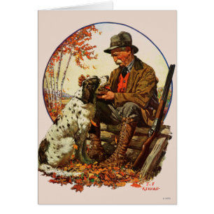 Cazador y perro de aguas