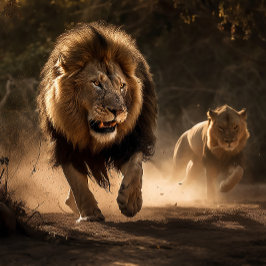 Cazadores socios León y leona Rompecabezas de Jigs