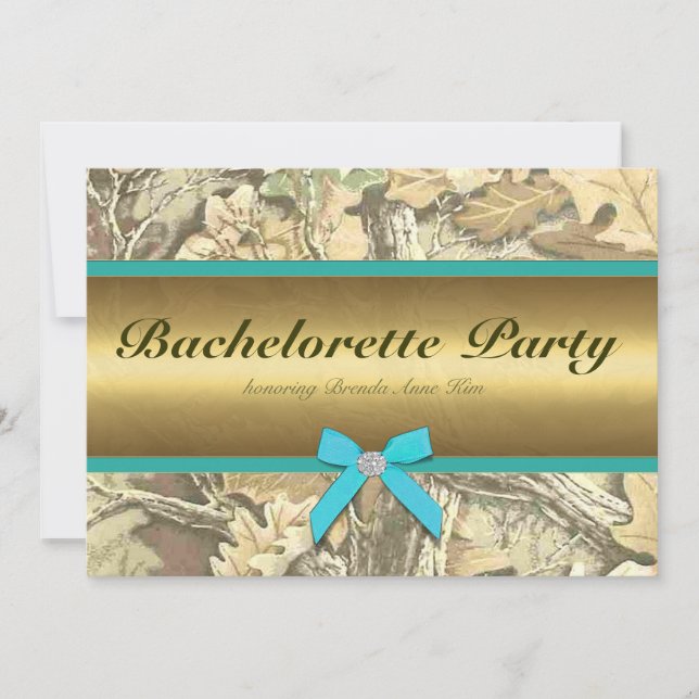 Cazando a Camo Bachelorette Party Invitación (Anverso)
