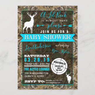 Cazando a Camo Boy Baby Shower Buck Invitación