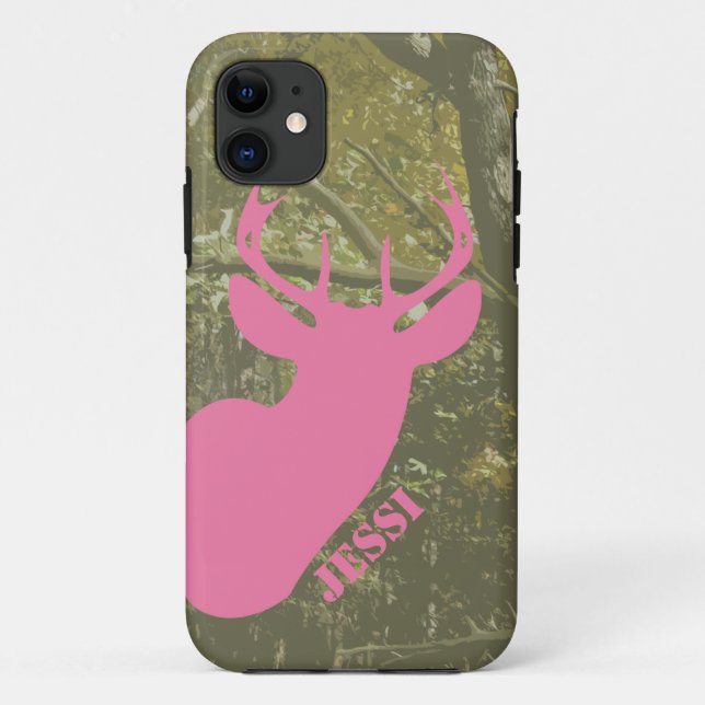 Cazando Camo y Pink Deer Head iPhone 5 Funda (Reverso)