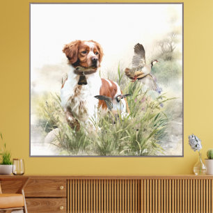 Cazando con un perro de Bretaña, arte