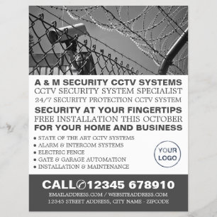 CCTV y alambre de púas, publicidad de seguridad de