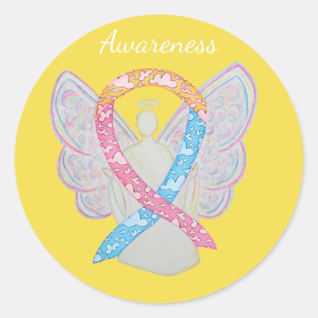 CDH Awareness Ribbon Cherub Angel Decal Pegatinas (Anverso)