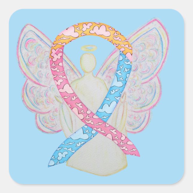 CDH Awareness Ribbon Cherub Angel Pegatina Decal (Anverso)