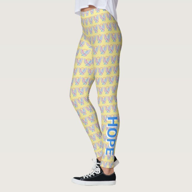 CDH Awareness Ribbon Hope Cure Cherub Leggings (Izquierda)