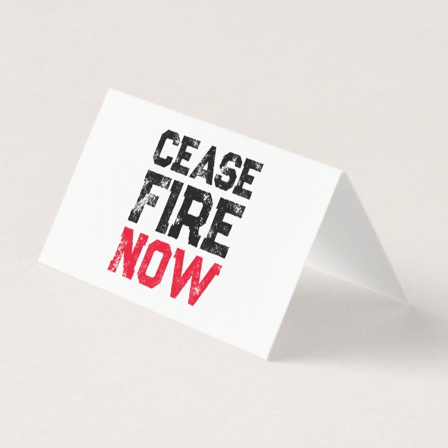 Cease Fire Now tarjeta plegada de grunge blanco ne (Anverso)