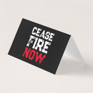Cease Fire Now tarjeta plegada de grunge negro bla