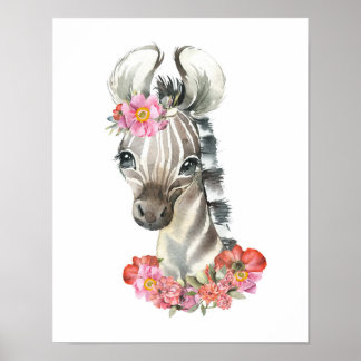 Cebra acuarela, decoración de guardería safari, ha