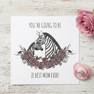 Cebra Adorable Mamá y Bebé Felicitaciones por su E