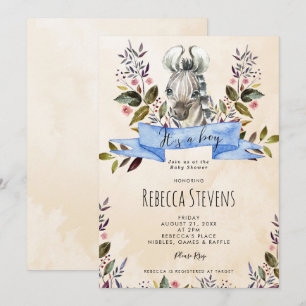 cebra cachorro niño florido invitación a la ducha 