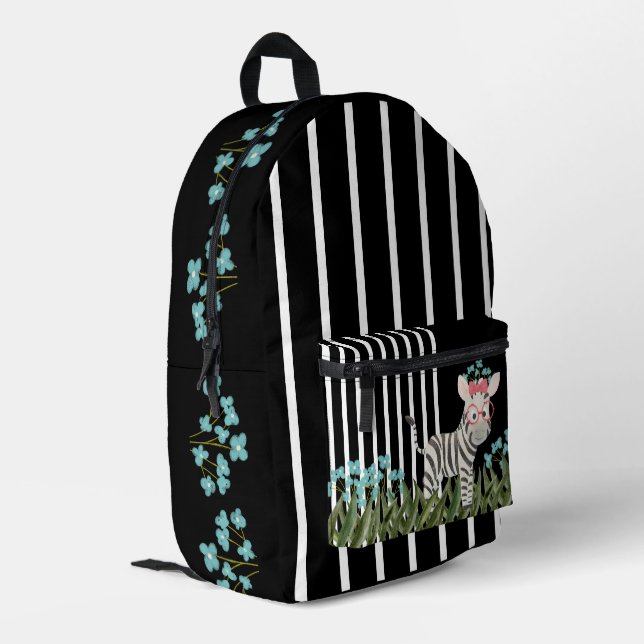 Cebra De Camuflaje Con Mochila De Flores Azules (Esquina izquierda trasera)