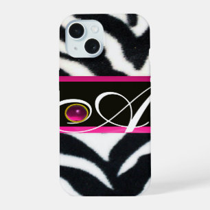 CEBRA DE PELAJE NEGRO BLANCO FUCsia MONOGRAMA DE G