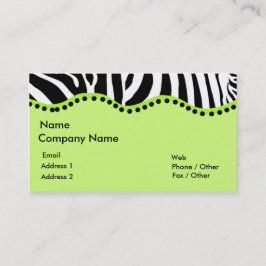 Cebra enrrollada en tarjeta de visita verde