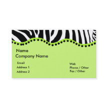 Cebra enrrollada en tarjeta de visita verde