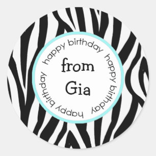 Cebra Feliz cumpleaños a/de los pegatinas