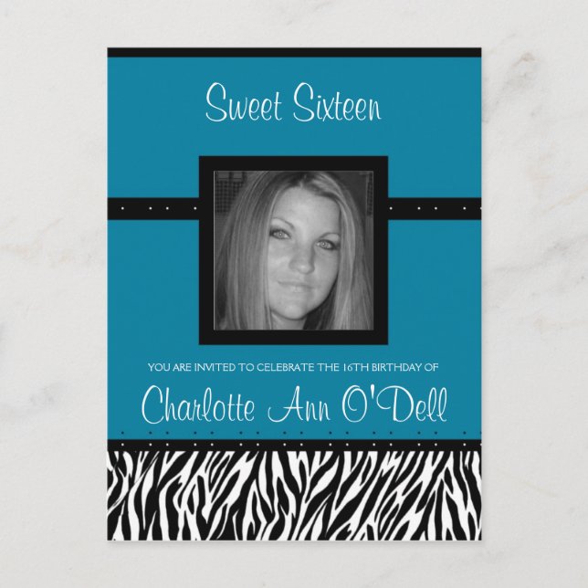 cebra; invitación de cumpleaños (Anverso)