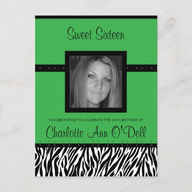 cebra; invitación de cumpleaños (Anverso)