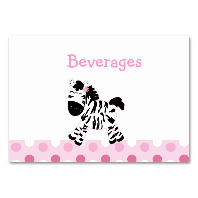 Cebra rosa con tarjeta de mesa Polkadot rosa (Anverso)