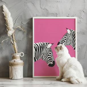 Cebras en Impresión de Arte Animal Rosa Preppy