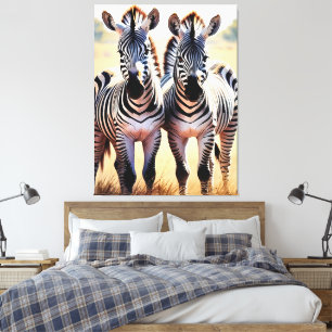 Cebras Juguetonas Arte Inspirado en Safari Colorid