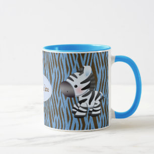 Cebras y taza azules personalizadas del estampado