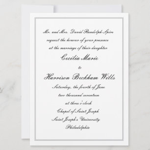 Cecilia: Invitación tradicional a la boda (negro)