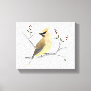 Cedro de color de agua Waxwing Lienzo envuelto