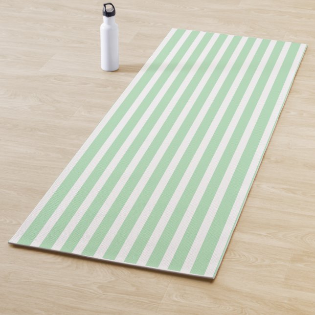 Celadon Vertical Stripped Yoga Mat (In situ)