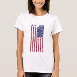 Celebra América 250 camiseta de mujer con bandera 