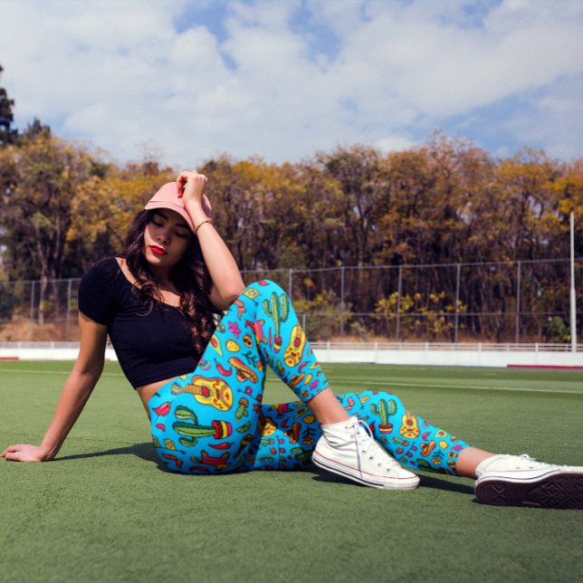 Celebra Cinco de Mayo Leggings Azules Vibrantes (Subido por el creador)
