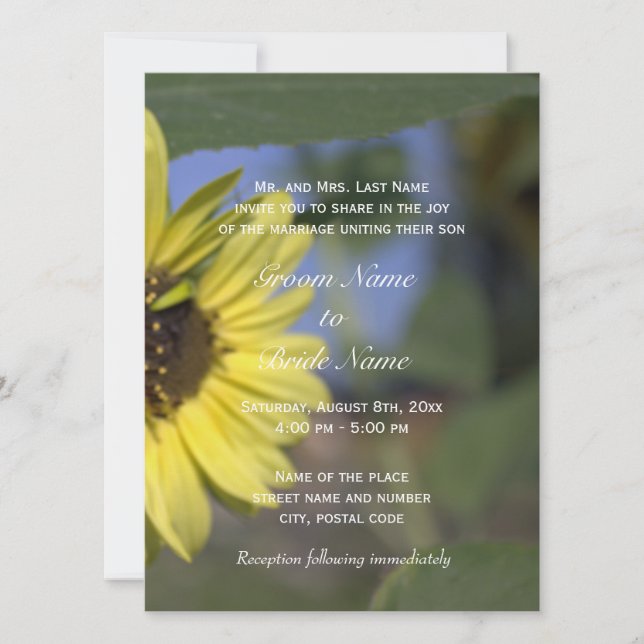 ¡Celebra con girasoles! Invitaciones de boda de ve (Anverso)