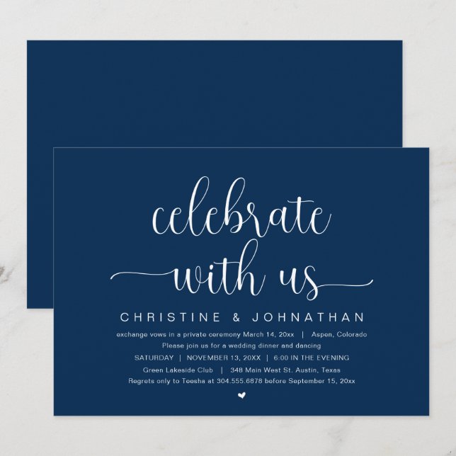 Celebra con nosotros, Invitación de Boda Fugaz (Anverso / Reverso)